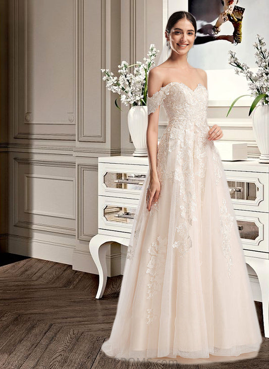 Emilee Ball-Gown/Princess Off-the-Shoulder Chapel Train Wedding Dress PP6P0013742