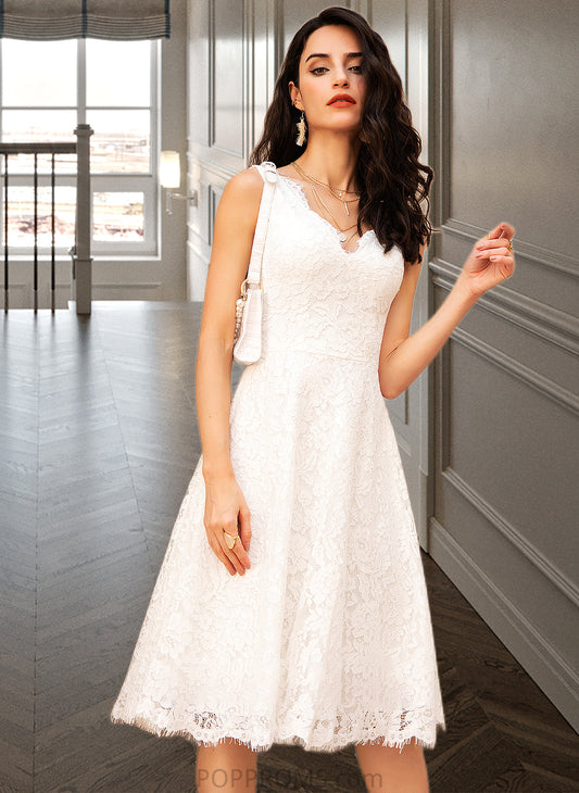 Kit A-Line V-neck Knee-Length Wedding Dress PP6P0013743