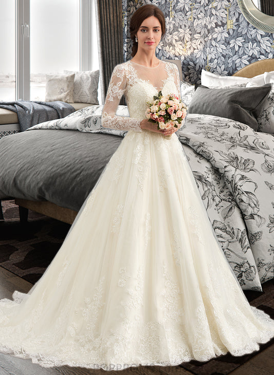 Bella Ball-Gown/Princess Illusion Court Train Tulle Lace Wedding Dress PP6P0013750