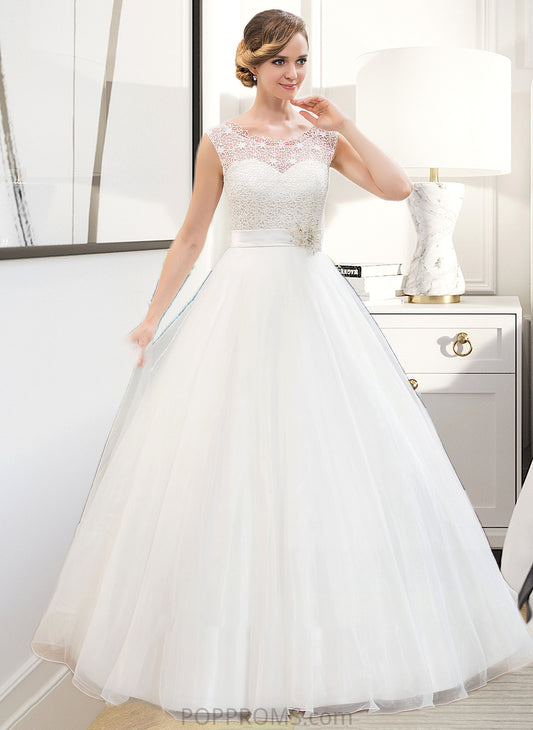 Haylee Ball-Gown/Princess Scoop Neck Sweep Train Organza Lace Wedding Dress With Beading Sequins PP6P0013751