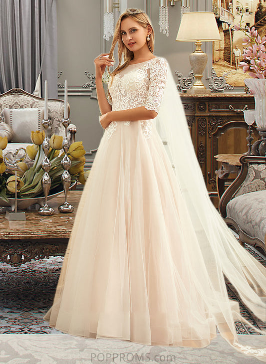 Jewel Ball-Gown/Princess Scoop Neck Sweep Train Tulle Lace Wedding Dress PP6P0013760