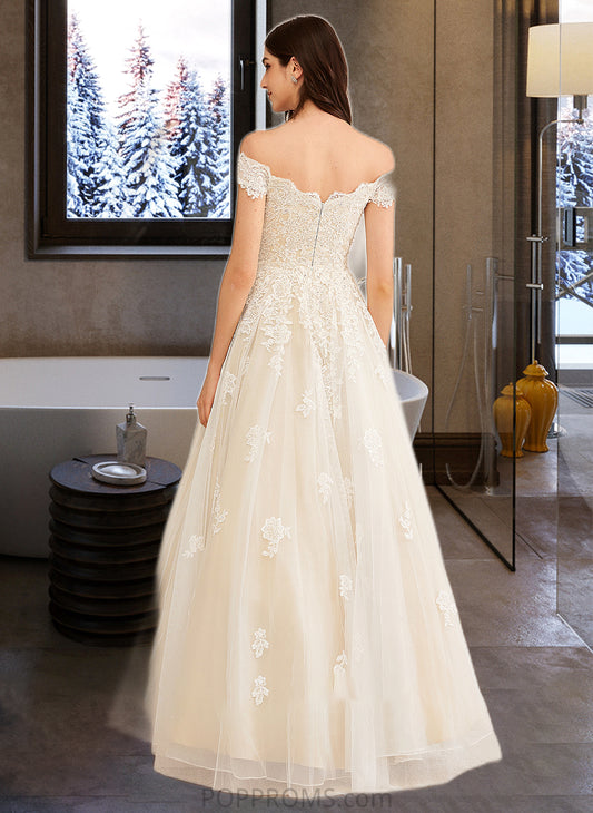 Marley Ball-Gown/Princess Off-the-Shoulder Floor-Length Wedding Dress With Beading Sequins PP6P0013765