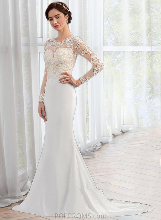 Maisie Trumpet/Mermaid Illusion Sweep Train Stretch Crepe Wedding Dress PP6P0013767