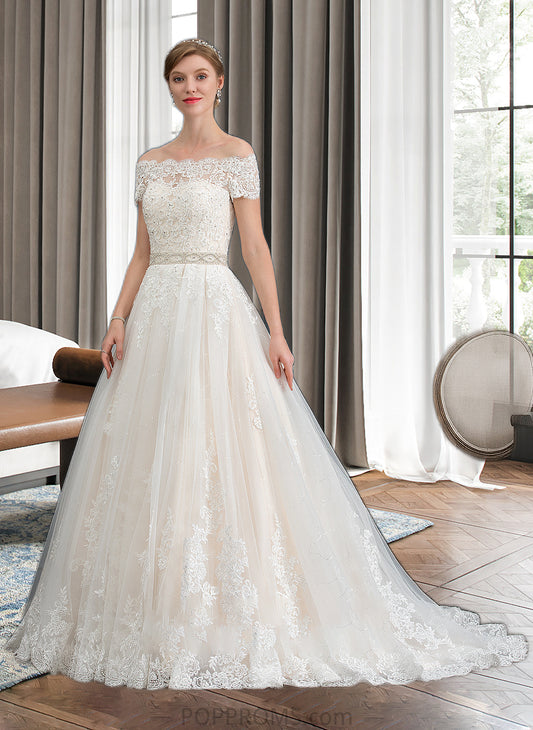 Shaylee Ball-Gown/Princess Court Train Tulle Wedding Dress With Beading Sequins PP6P0013770