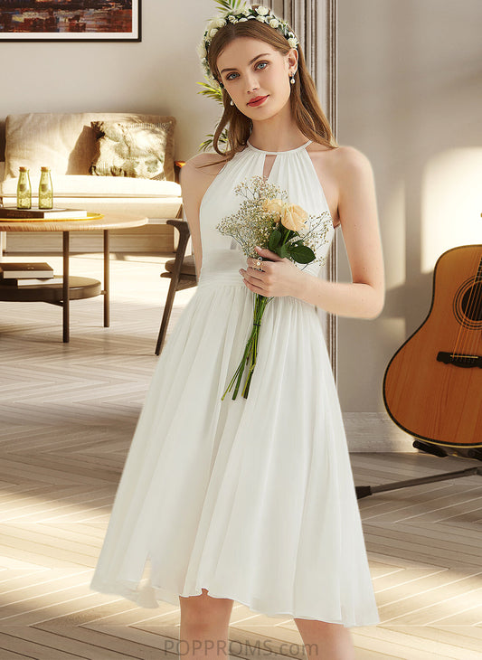 Karley A-Line Knee-Length Chiffon Wedding Dress PP6P0013778