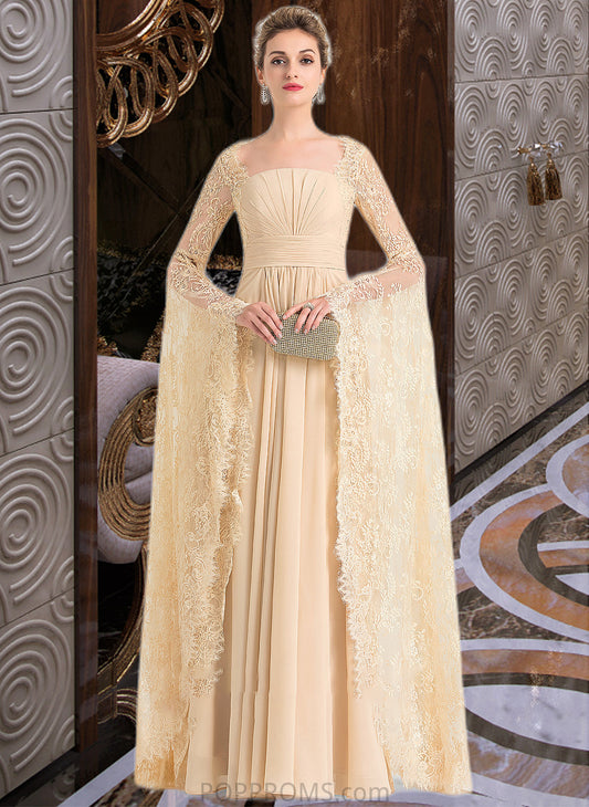 Brenna A-Line Square Neckline Floor-Length Chiffon Wedding Dress With Ruffle Beading PP6P0013783