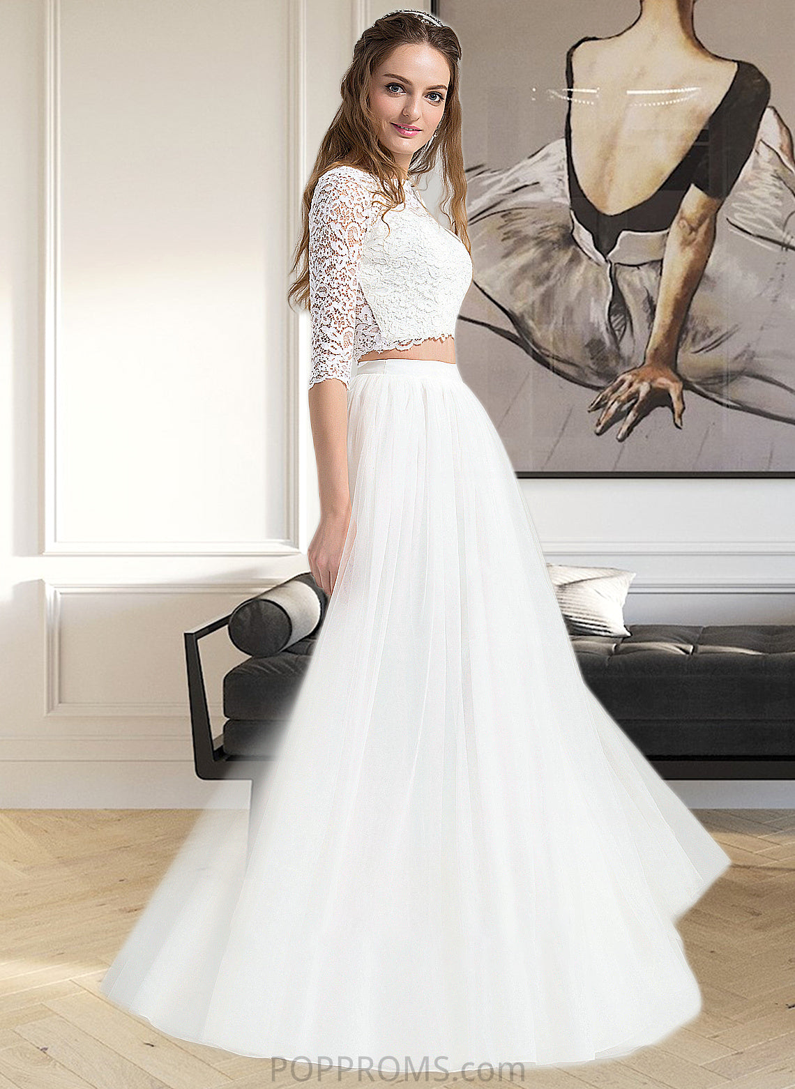 Danna A-Line Scoop Neck Floor-Length Tulle Wedding Dress PP6P0013787