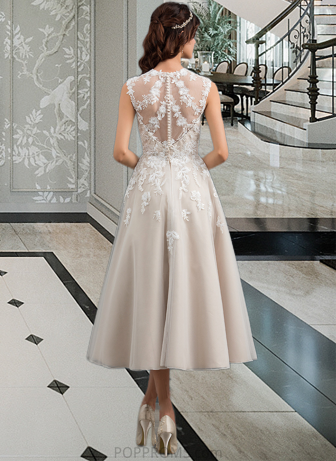 Mayra Ball-Gown/Princess Sweetheart Tea-Length Tulle Wedding Dress With Sequins PP6P0013791