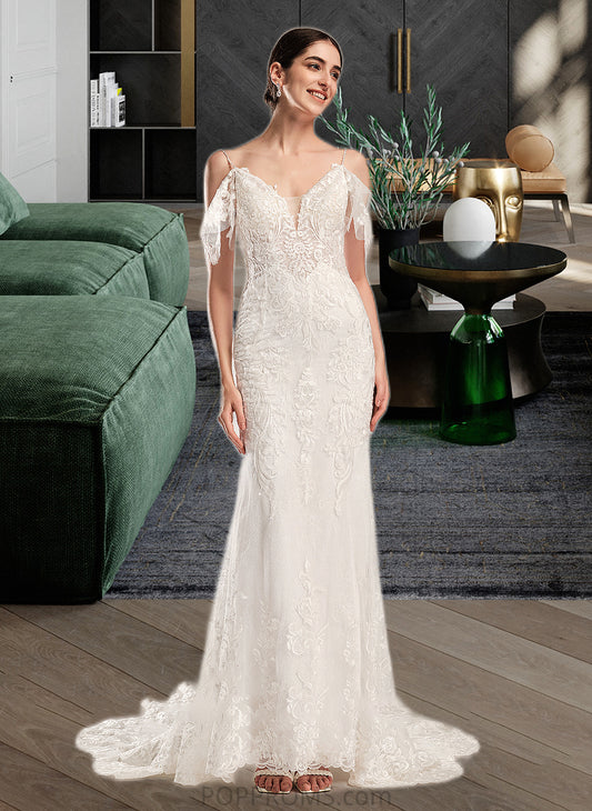 Harmony Trumpet/Mermaid V-neck Chapel Train Wedding Dress With Beading Sequins PP6P0013802