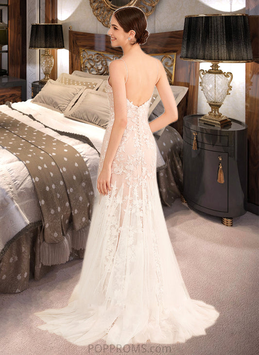 Larissa Trumpet/Mermaid V-neck Court Train Wedding Dress With Lace PP6P0013814