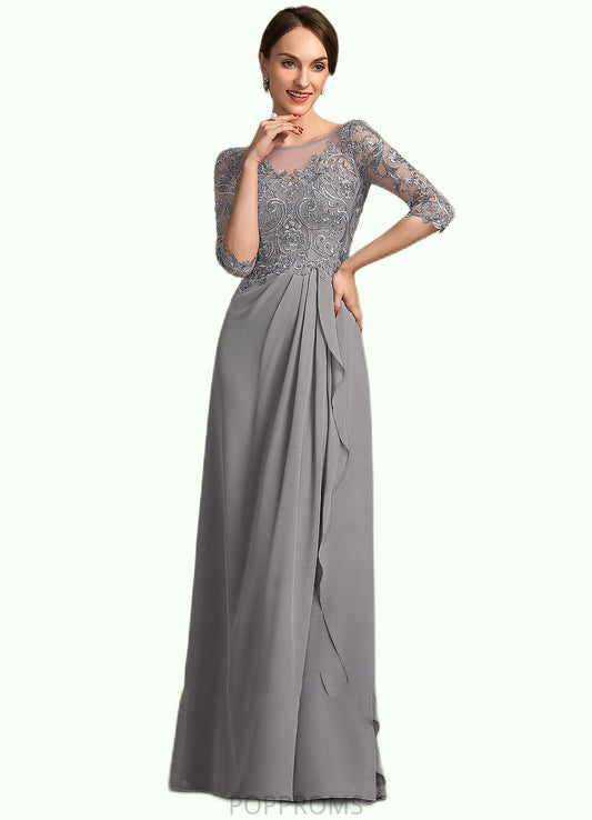 Jade A-Line Scoop Neck Floor-Length Chiffon Lace Mother of the Bride Dress With Beading Sequins Cascading Ruffles PP6126P0014529