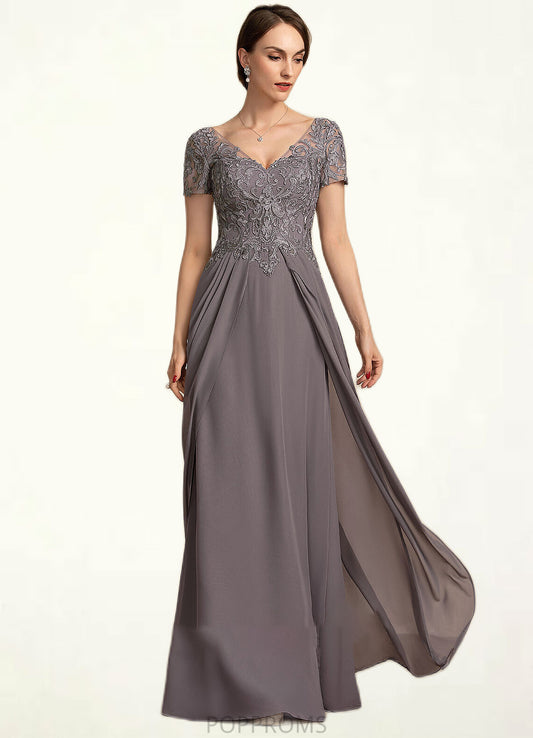 Abigayle A-line V-Neck Floor-Length Chiffon Lace Mother of the Bride Dress PP6126P0014532