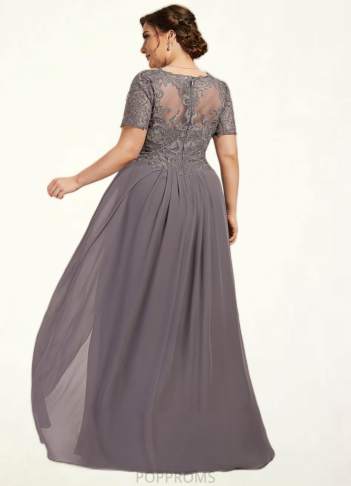 Abigayle A-line V-Neck Floor-Length Chiffon Lace Mother of the Bride Dress PP6126P0014532