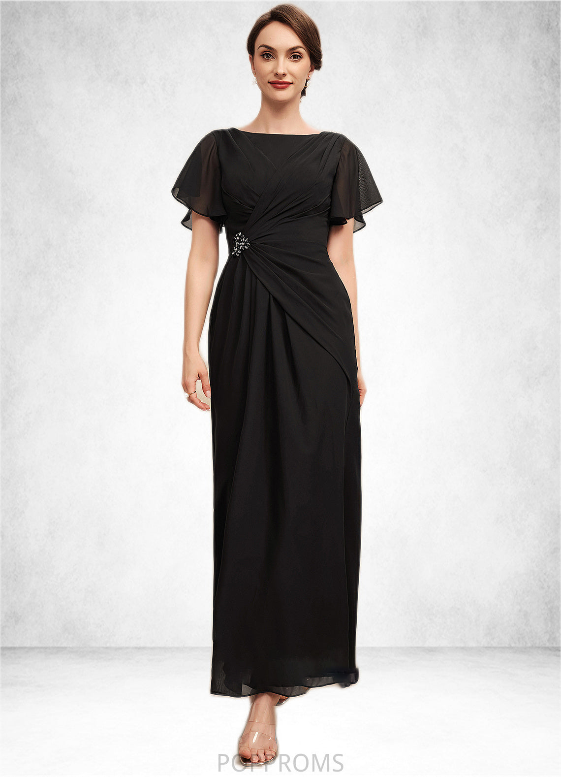 Madisyn A-Line Scoop Neck Ankle-Length Chiffon Mother of the Bride Dress With Ruffle Beading PP6126P0014533