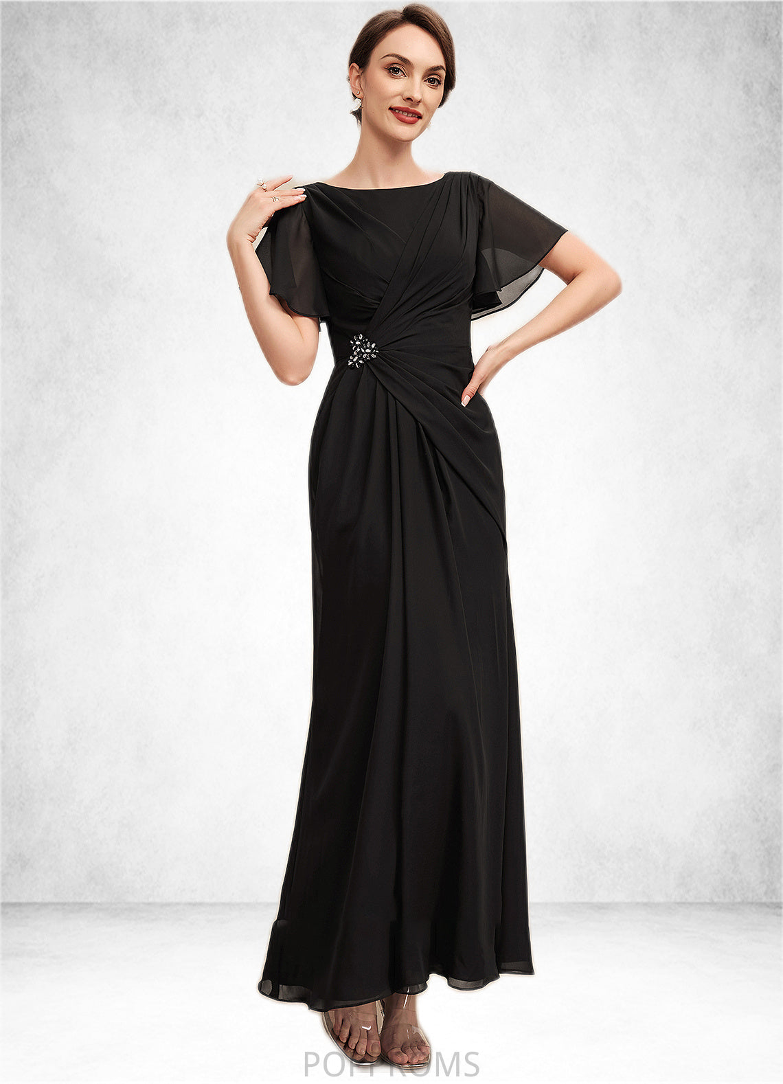 Madisyn A-Line Scoop Neck Ankle-Length Chiffon Mother of the Bride Dress With Ruffle Beading PP6126P0014533