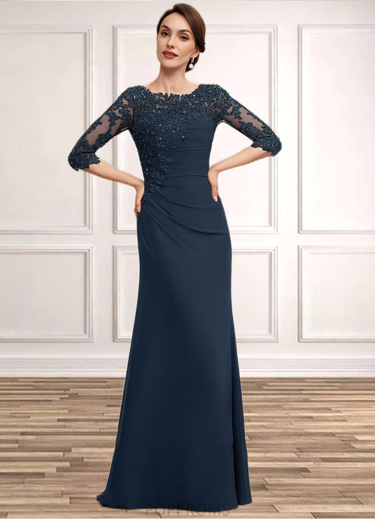 Krystal A-Line Scoop Neck Floor-Length Chiffon Lace Mother of the Bride Dress With Ruffle Beading Sequins PP6126P0014536