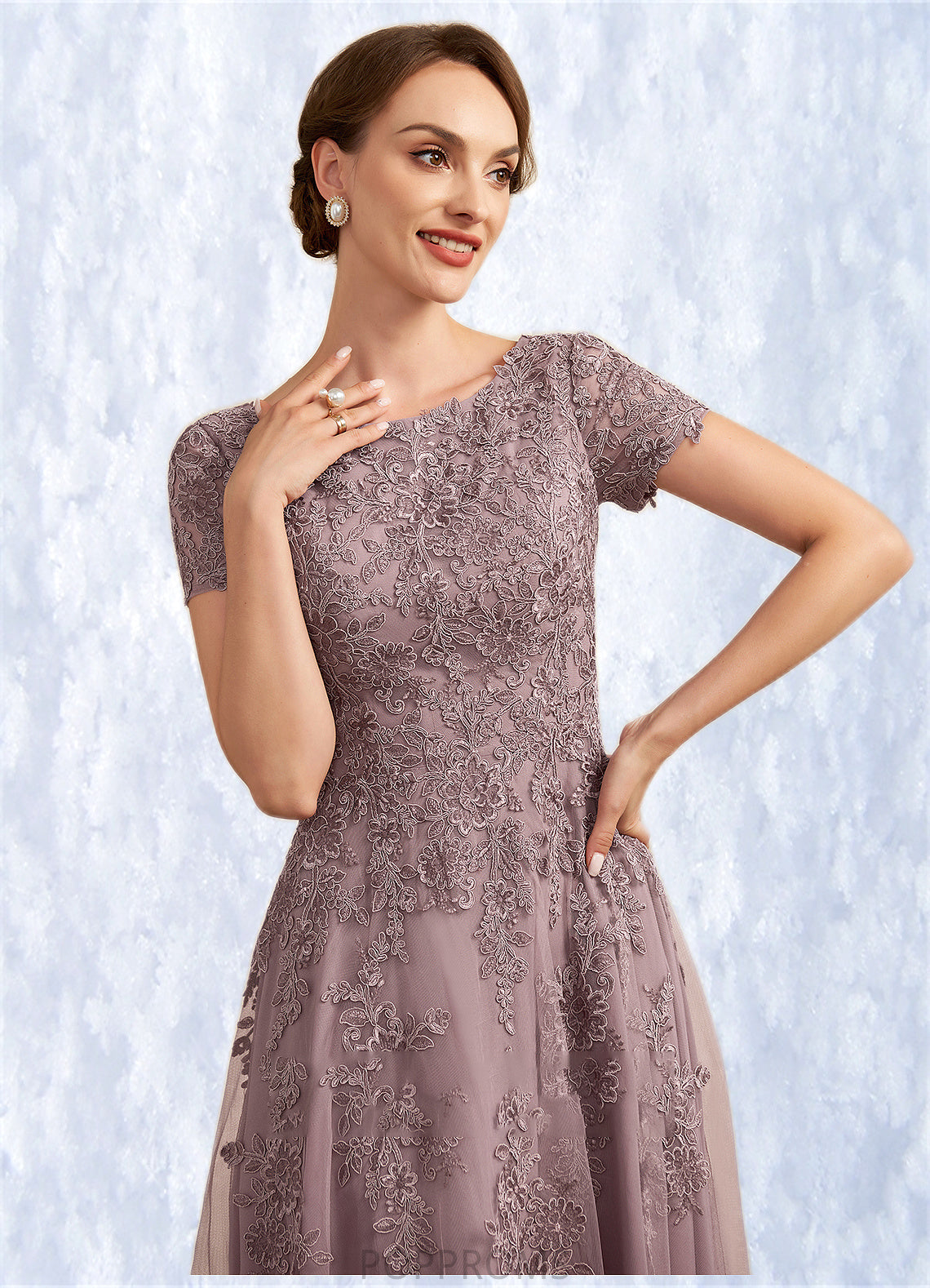 Daniella A-Line Scoop Neck Tea-Length Tulle Lace Mother of the Bride Dress PP6126P0014538