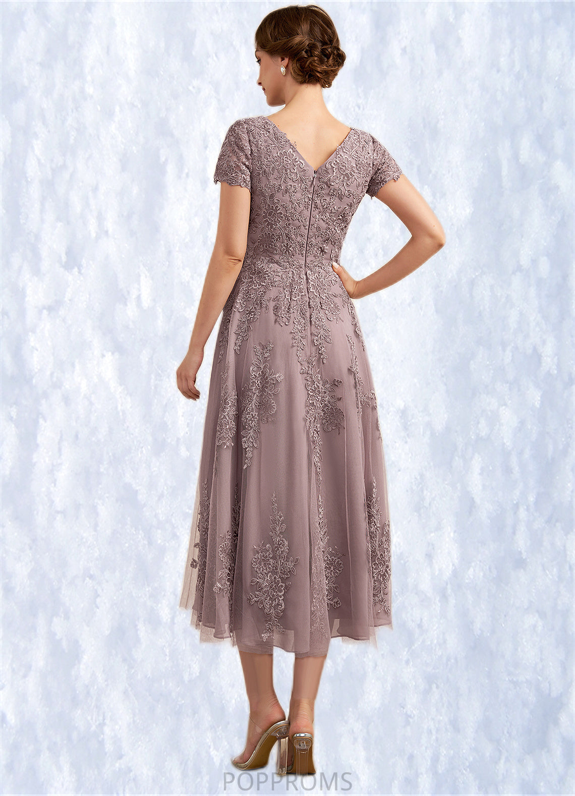 Daniella A-Line Scoop Neck Tea-Length Tulle Lace Mother of the Bride Dress PP6126P0014538