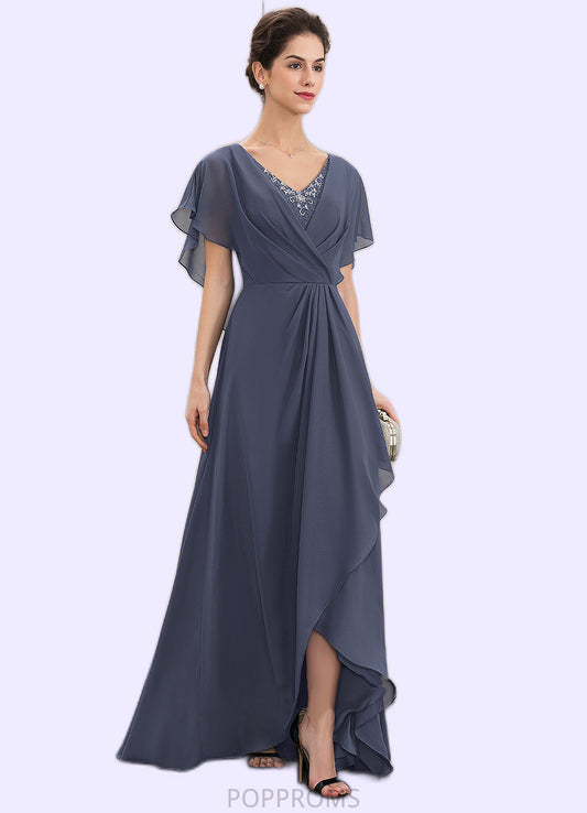 Jasmine A-Line V-neck Asymmetrical Chiffon Mother of the Bride Dress With Beading Sequins PP6126P0014541