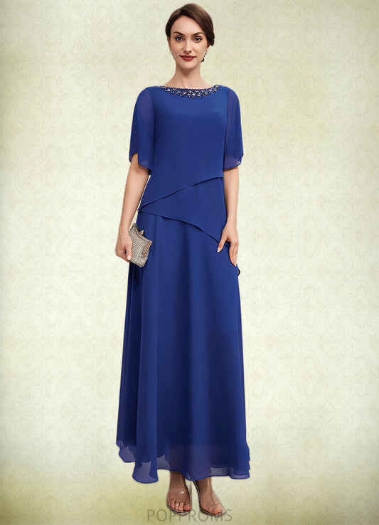 Taryn A-Line Scoop Neck Ankle-Length Chiffon Mother of the Bride Dress With Beading PP6126P0014544