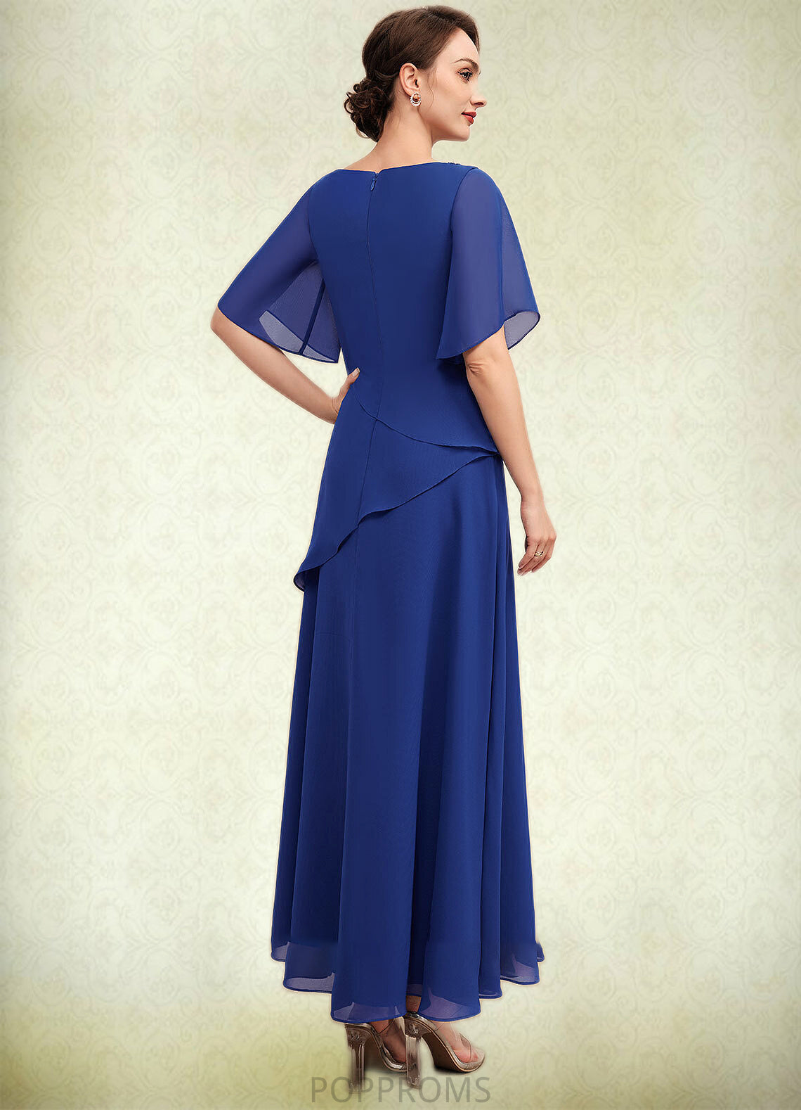 Taryn A-Line Scoop Neck Ankle-Length Chiffon Mother of the Bride Dress With Beading PP6126P0014544