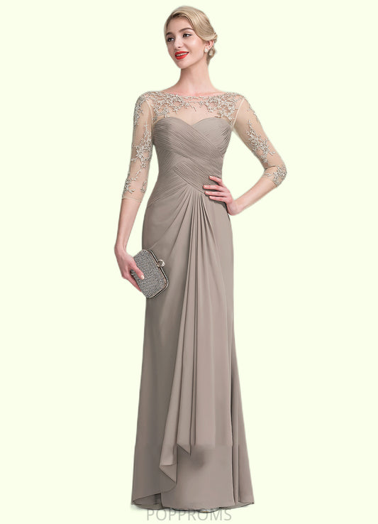 Alice A-Line Scoop Neck Floor-Length Chiffon Lace Mother of the Bride Dress With Beading Sequins Cascading Ruffles PP6126P0014551