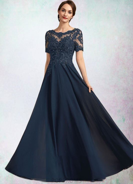 Marilyn A-Line Scoop Neck Floor-Length Chiffon Lace Mother of the Bride Dress With Beading Sequins PP6126P0014577