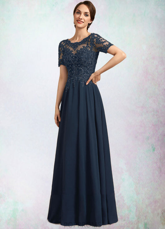 Marilyn A-Line Scoop Neck Floor-Length Chiffon Lace Mother of the Bride Dress With Beading Sequins PP6126P0014577