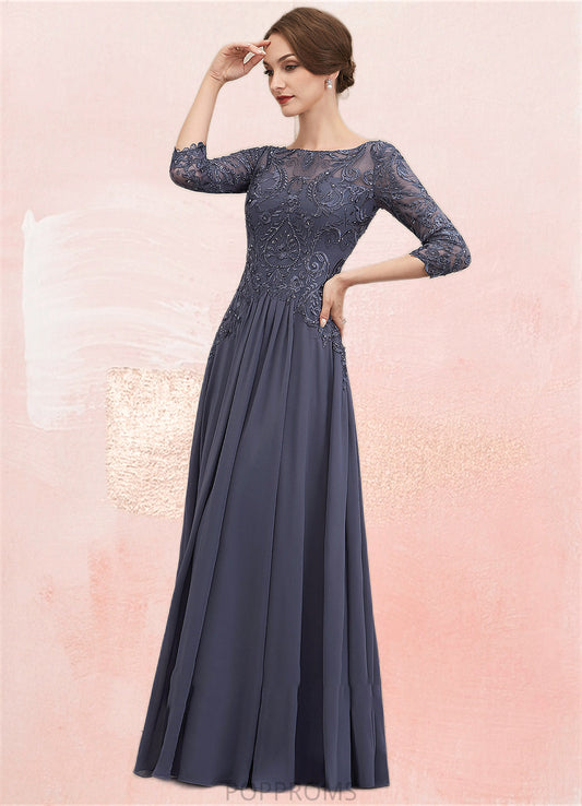 Jaslyn A-Line Scoop Neck Floor-Length Chiffon Lace Mother of the Bride Dress With Beading Sequins PP6126P0014578