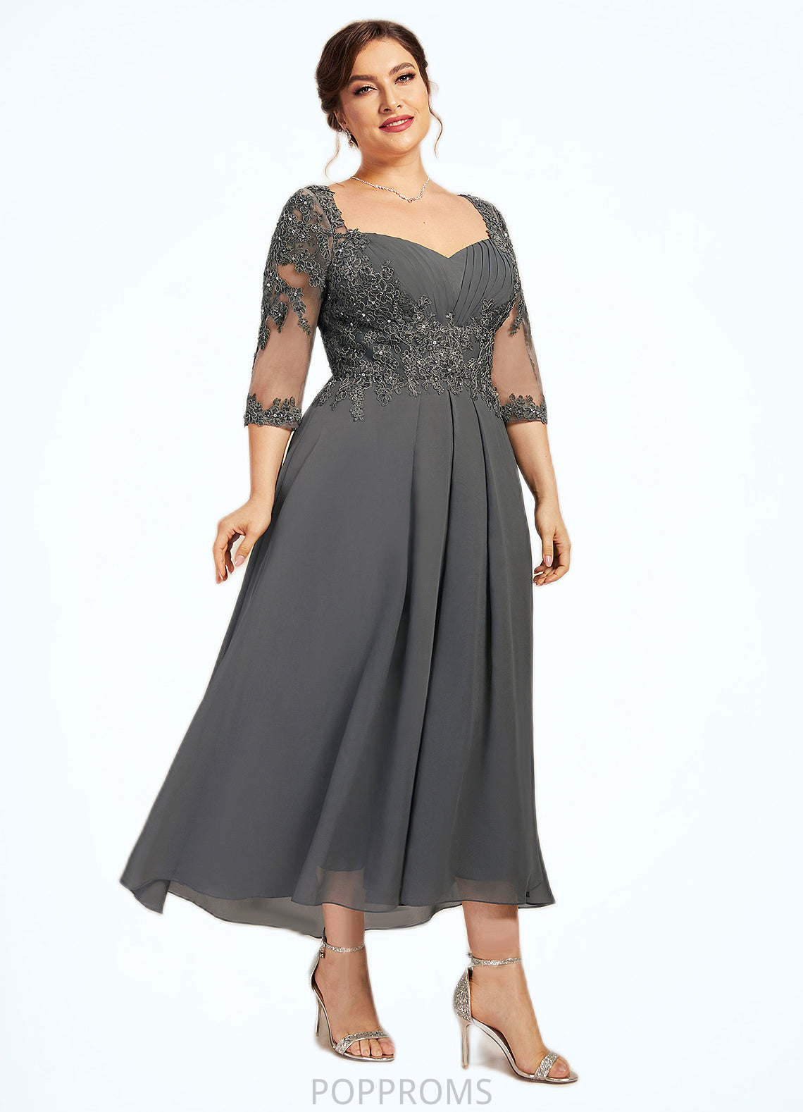 Chloe A-Line Sweetheart Asymmetrical Chiffon Lace Mother of the Bride Dress With Beading Sequins PP6126P0014579