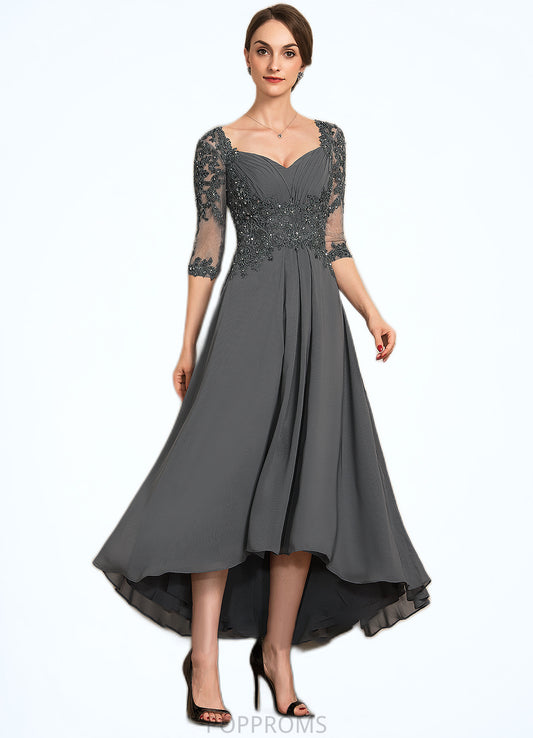 Chloe A-Line Sweetheart Asymmetrical Chiffon Lace Mother of the Bride Dress With Beading Sequins PP6126P0014579