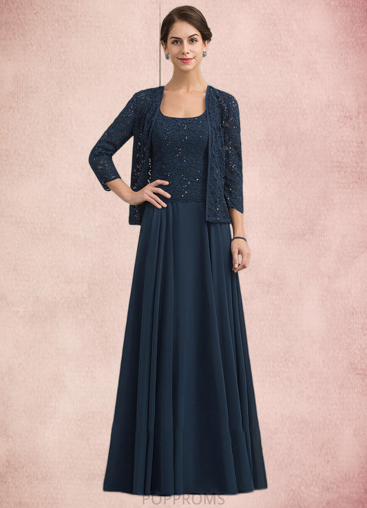 Ariana A-Line Square Neckline Floor-Length Chiffon Lace Mother of the Bride Dress With Sequins PP6126P0014587