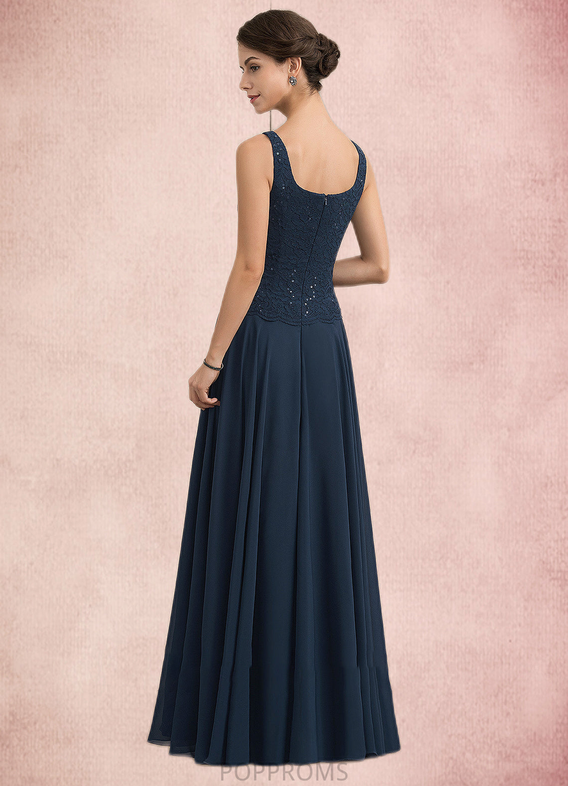 Ariana A-Line Square Neckline Floor-Length Chiffon Lace Mother of the Bride Dress With Sequins PP6126P0014587