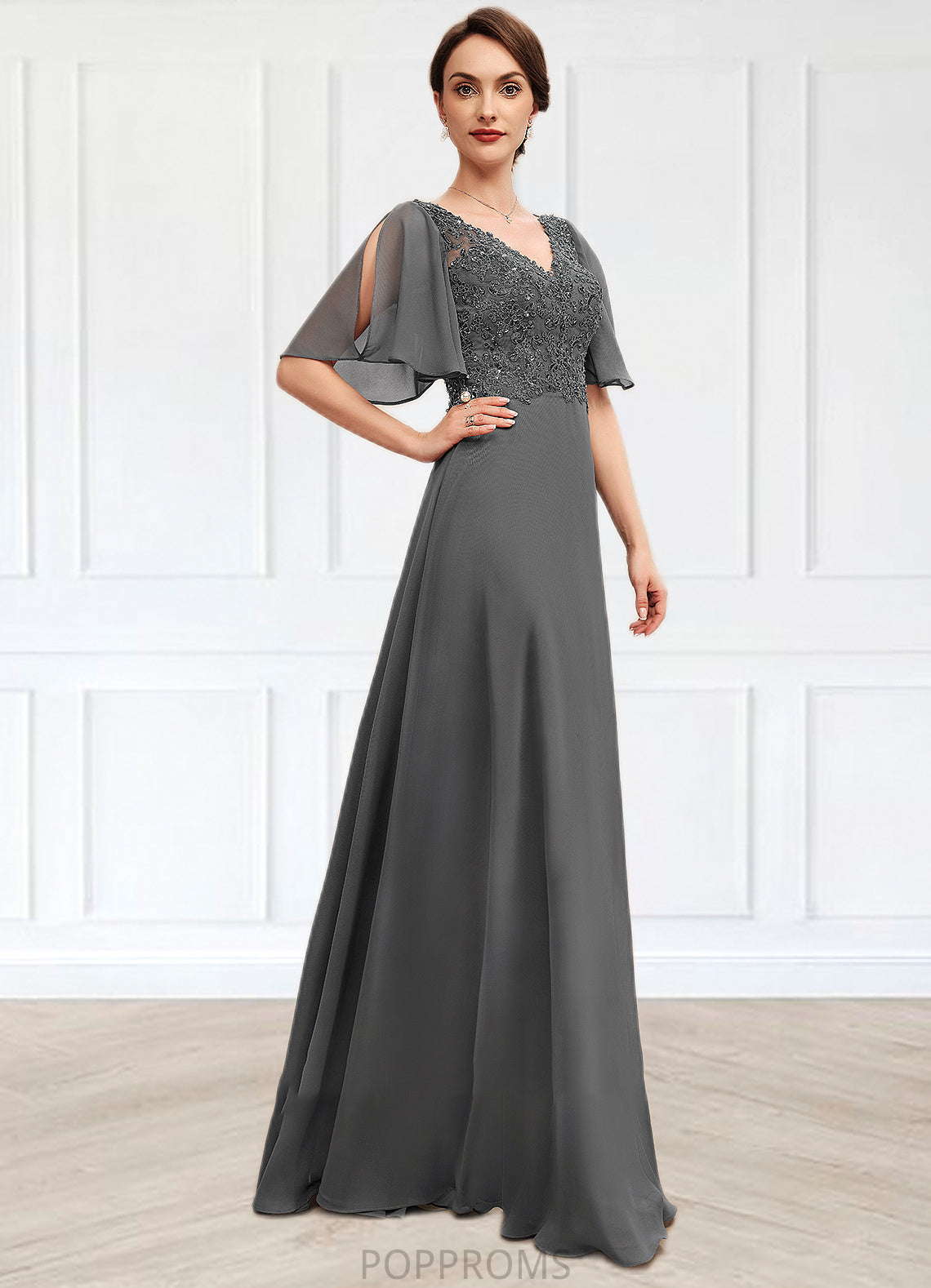 Suzanne A-line V-Neck Floor-Length Chiffon Lace Mother of the Bride Dress With Beading Sequins PP6126P0014589