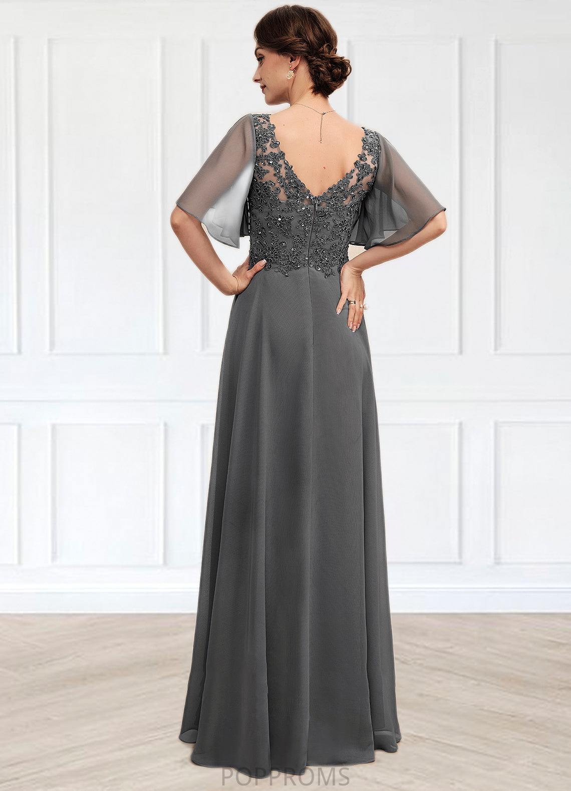 Suzanne A-line V-Neck Floor-Length Chiffon Lace Mother of the Bride Dress With Beading Sequins PP6126P0014589