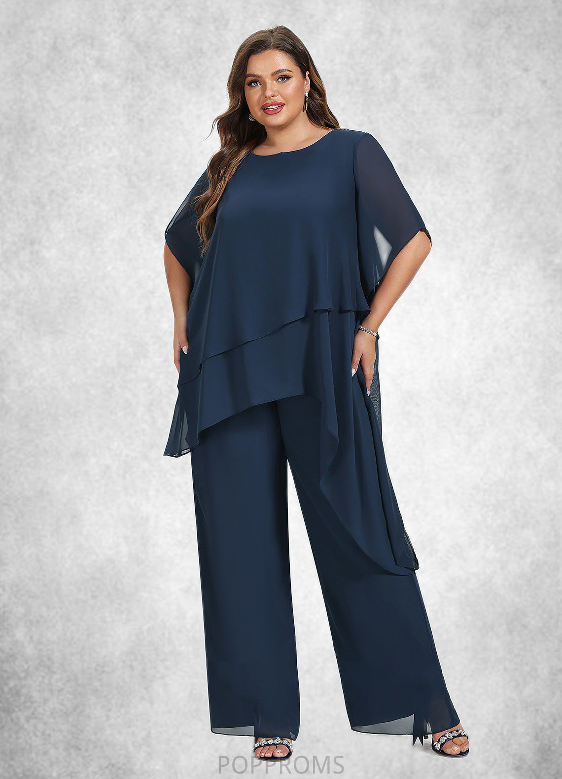 Gloria Jumpsuit/Pantsuit Scoop Neck Ankle-Length Chiffon Mother of the Bride Dress PP6126P0014607