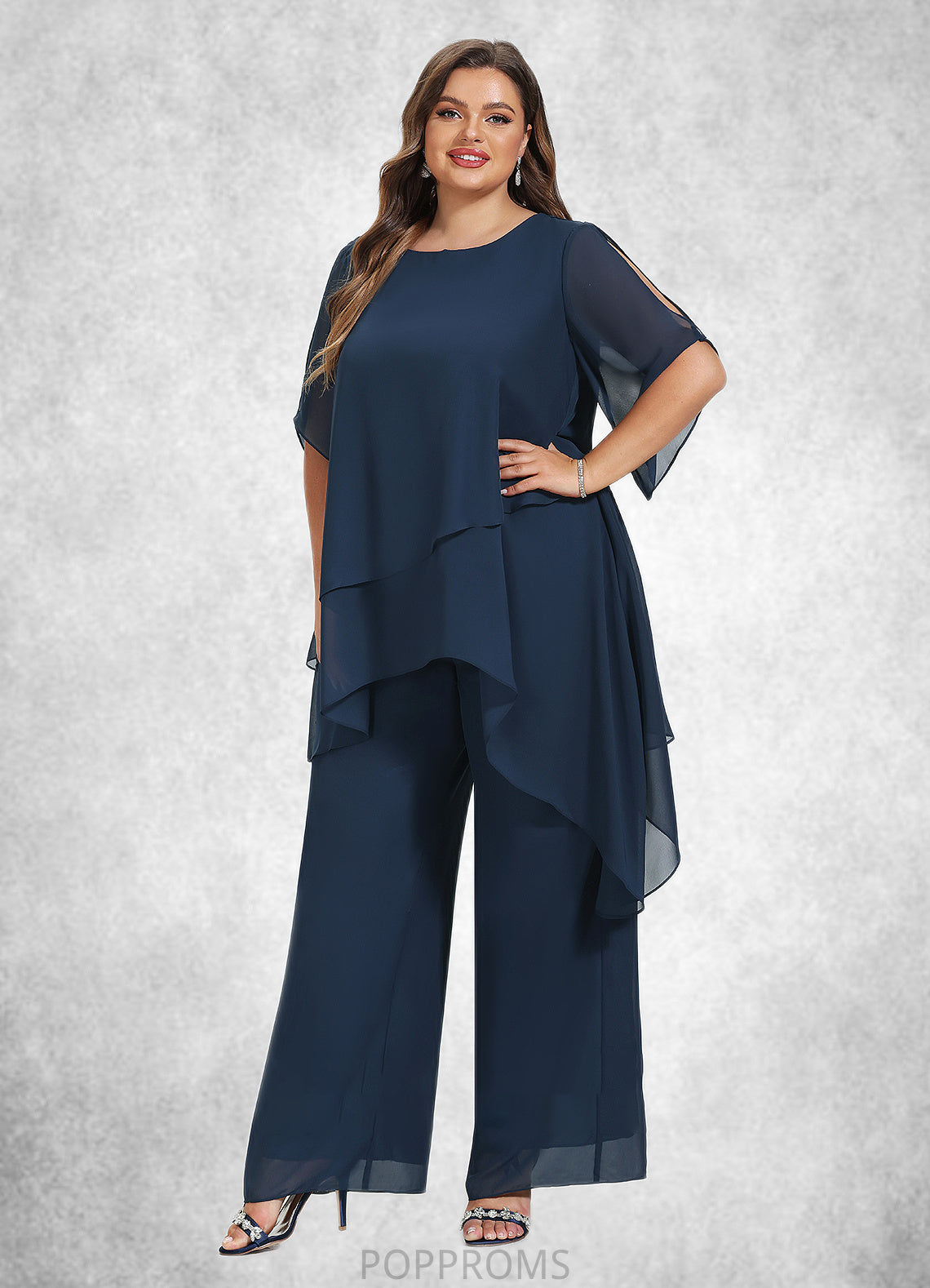 Gloria Jumpsuit/Pantsuit Scoop Neck Ankle-Length Chiffon Mother of the Bride Dress PP6126P0014607