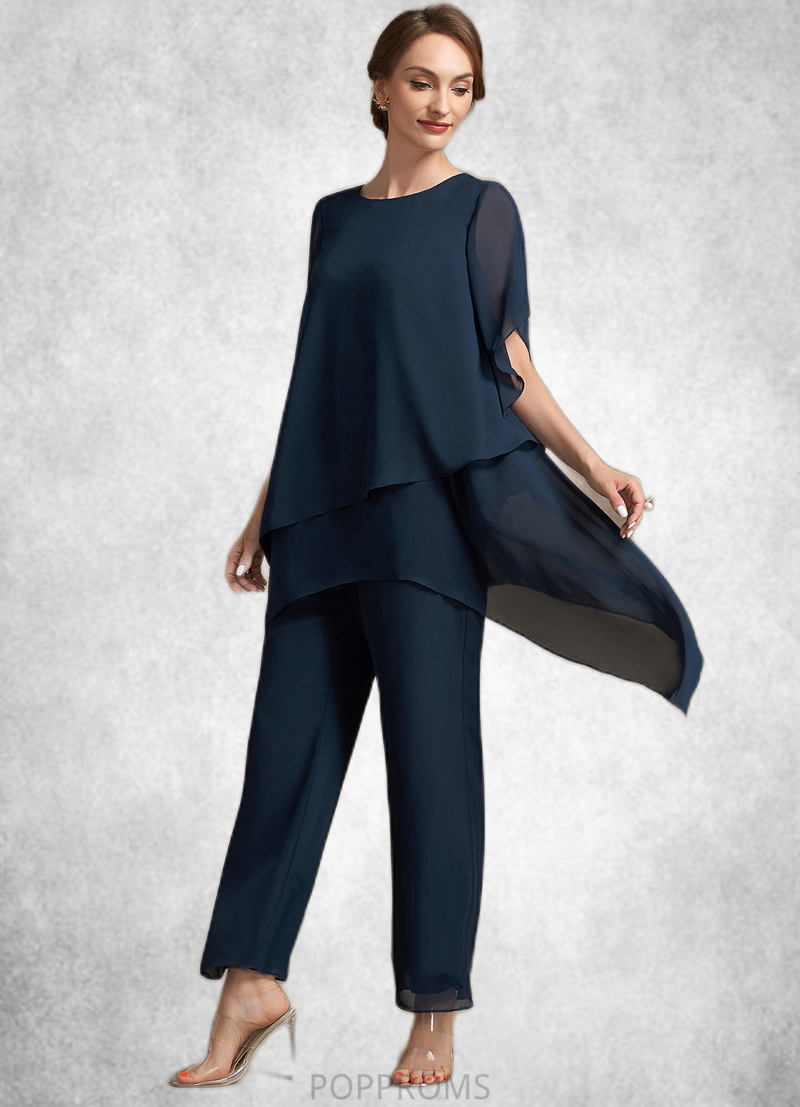 Gloria Jumpsuit/Pantsuit Scoop Neck Ankle-Length Chiffon Mother of the Bride Dress PP6126P0014607