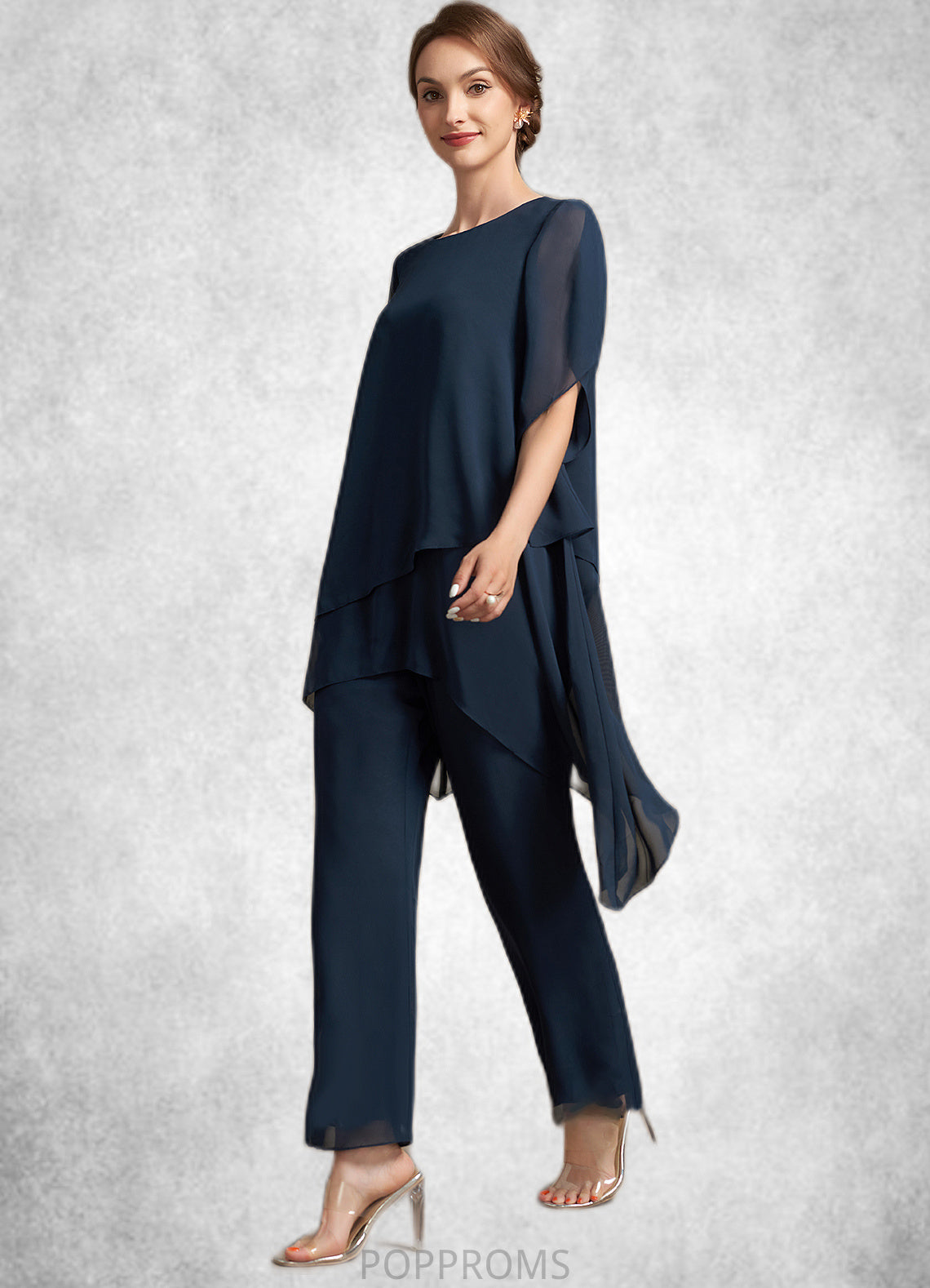 Gloria Jumpsuit/Pantsuit Scoop Neck Ankle-Length Chiffon Mother of the Bride Dress PP6126P0014607