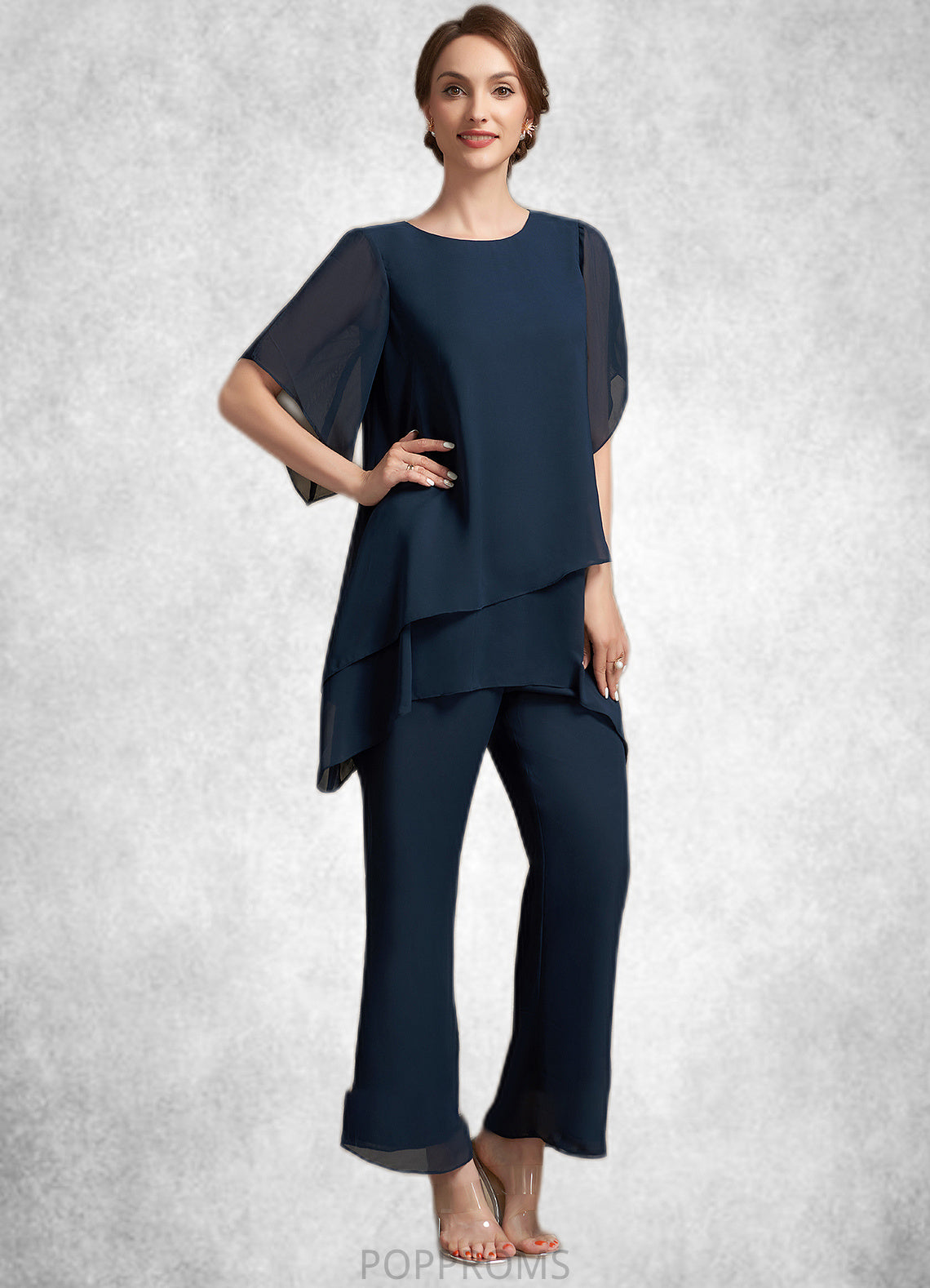 Gloria Jumpsuit/Pantsuit Scoop Neck Ankle-Length Chiffon Mother of the Bride Dress PP6126P0014607