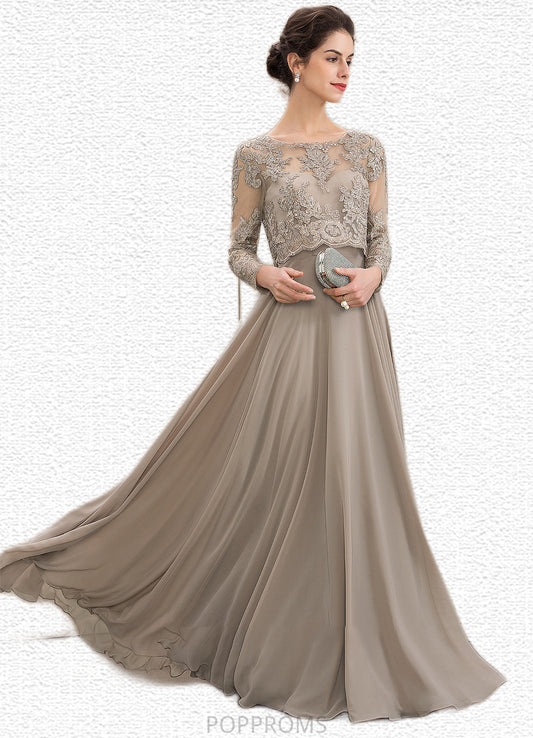 Mariyah A-Line Scoop Neck Floor-Length Chiffon Lace Mother of the Bride Dress With Sequins PP6126P0014612