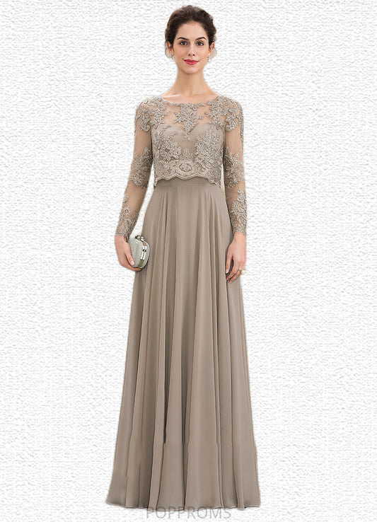 Mariyah A-Line Scoop Neck Floor-Length Chiffon Lace Mother of the Bride Dress With Sequins PP6126P0014612