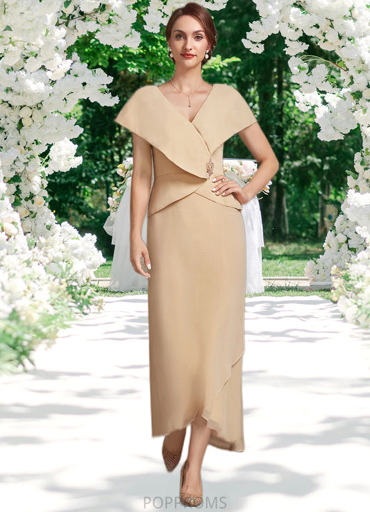 Emilia A-line V-Neck Asymmetrical Chiffon Mother of the Bride Dress With Beading Sequins PP6126P0014615