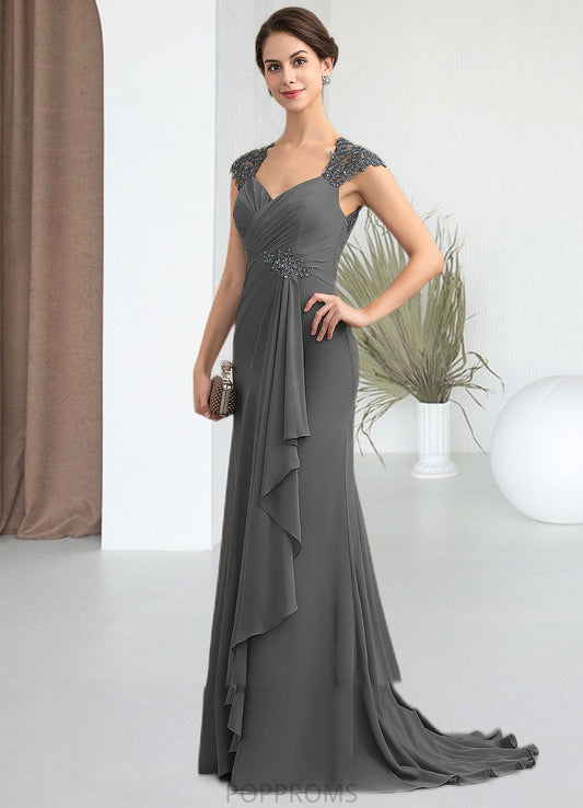 Riley A-Line Sweetheart Sweep Train Chiffon Lace Mother of the Bride Dress With Beading Sequins PP6126P0014618