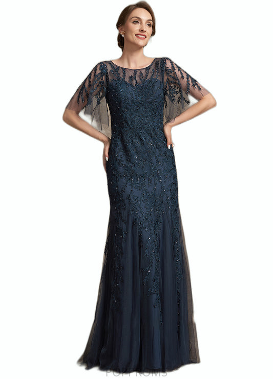 Serenity Trumpet/Mermaid Scoop Neck Floor-Length Tulle Lace Mother of the Bride Dress With Sequins PP6126P0014625