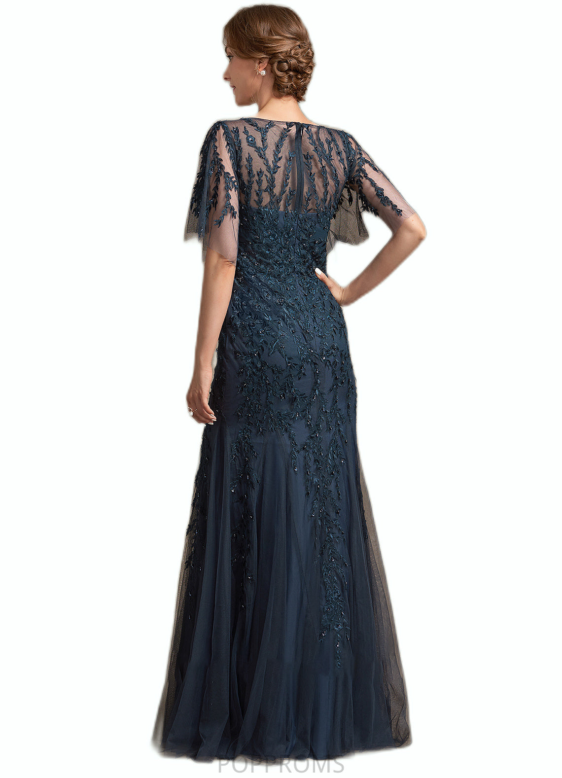 Serenity Trumpet/Mermaid Scoop Neck Floor-Length Tulle Lace Mother of the Bride Dress With Sequins PP6126P0014625