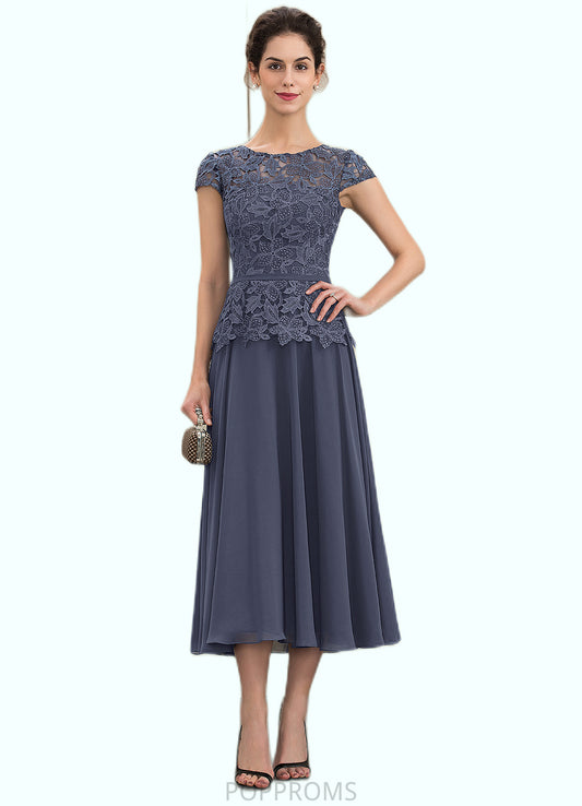 Hana A-Line Scoop Neck Tea-Length Chiffon Lace Mother of the Bride Dress PP6126P0014627