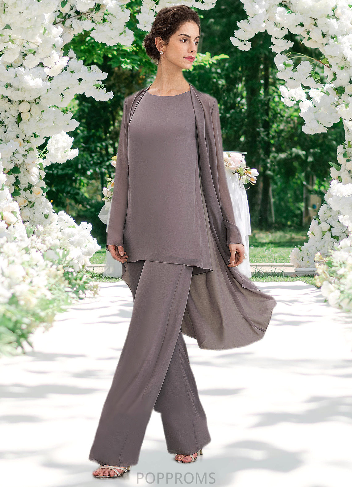 Haylie Jumpsuit/Pantsuit Scoop Neck Floor-Length Chiffon Mother of the Bride Dress PP6126P0014629