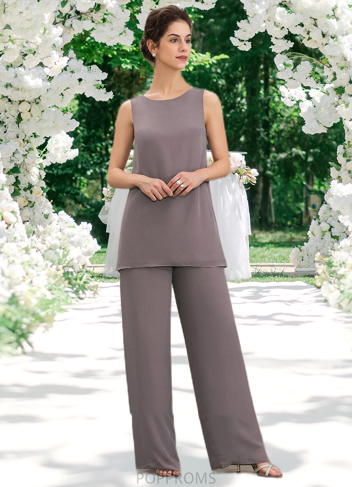 Haylie Jumpsuit/Pantsuit Scoop Neck Floor-Length Chiffon Mother of the Bride Dress PP6126P0014629