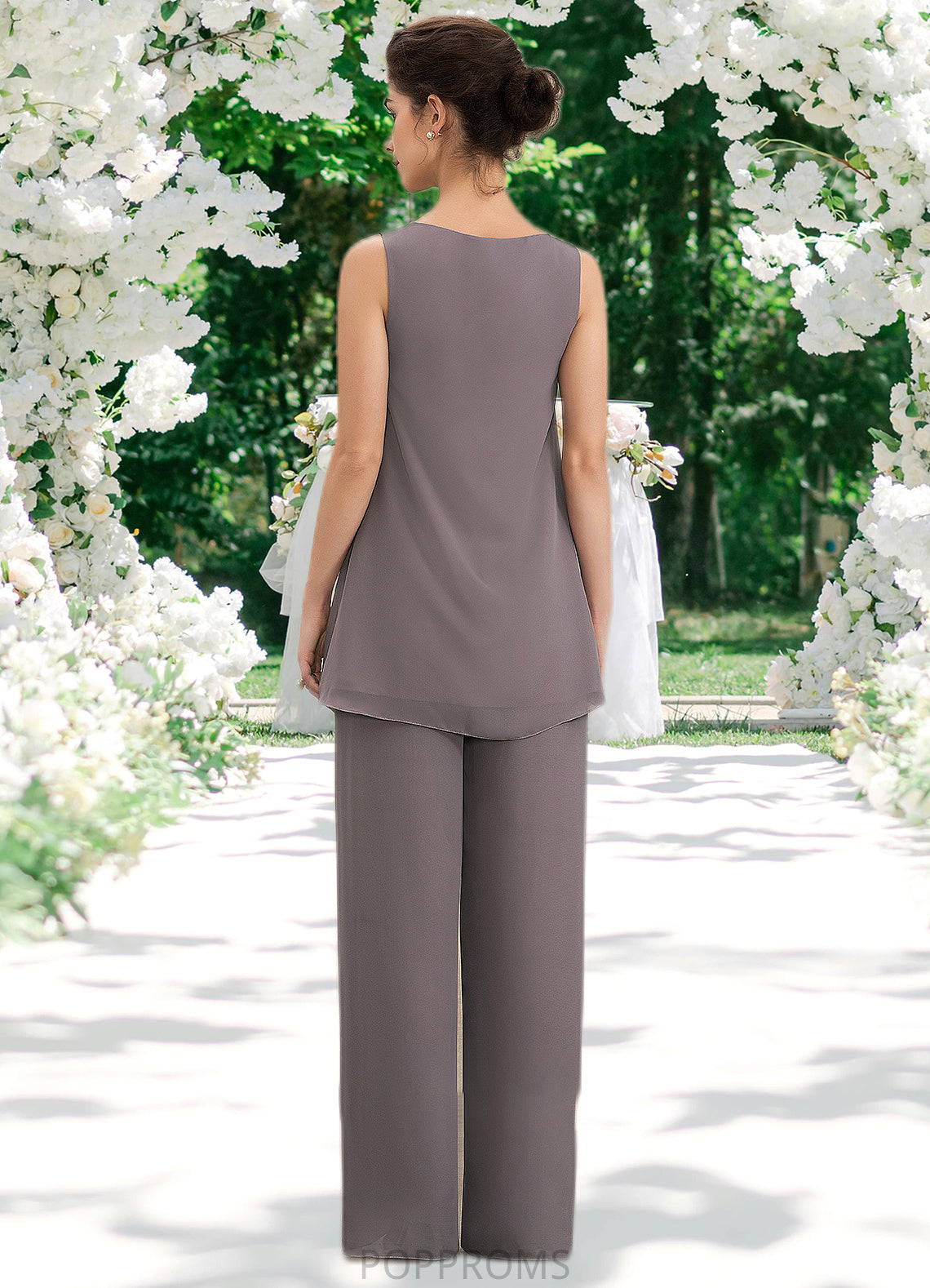 Haylie Jumpsuit/Pantsuit Scoop Neck Floor-Length Chiffon Mother of the Bride Dress PP6126P0014629